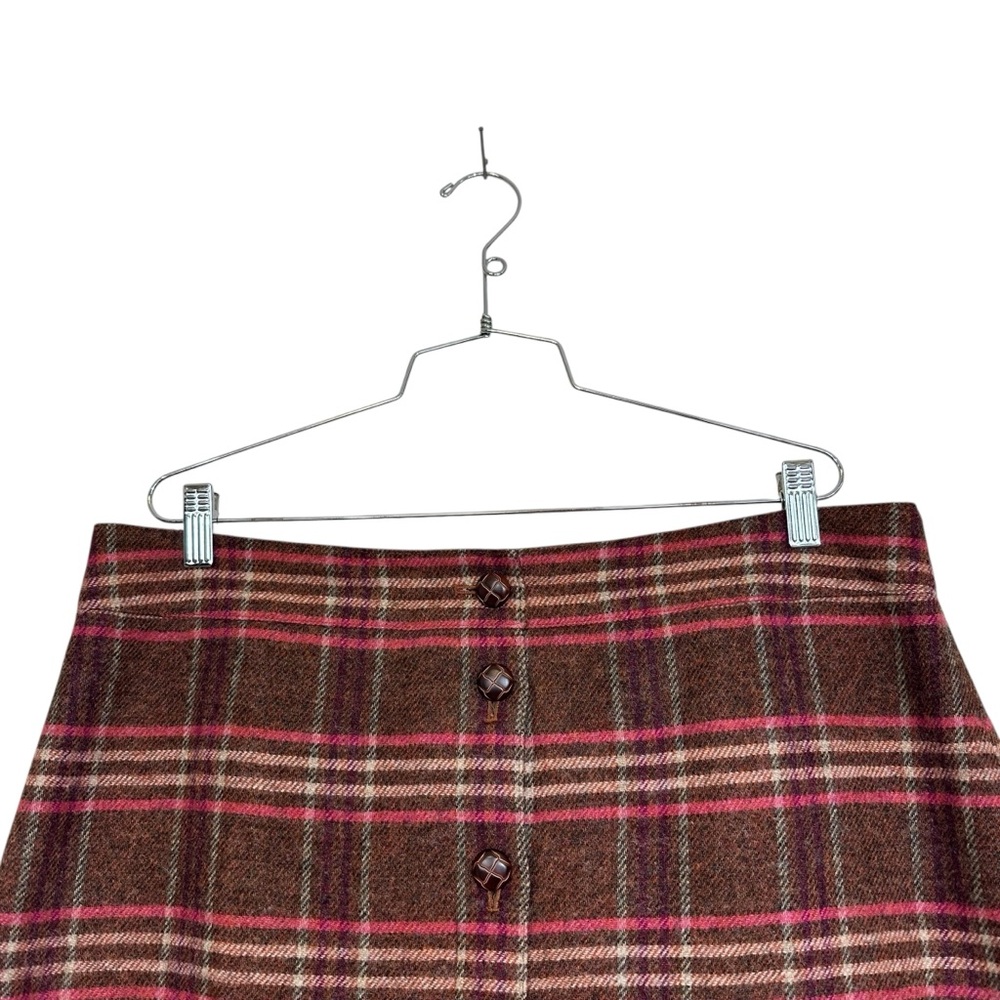 Talbots Wool Blend A-Line Skirt Brown Plaid Size 16 - Picture 3 of 10